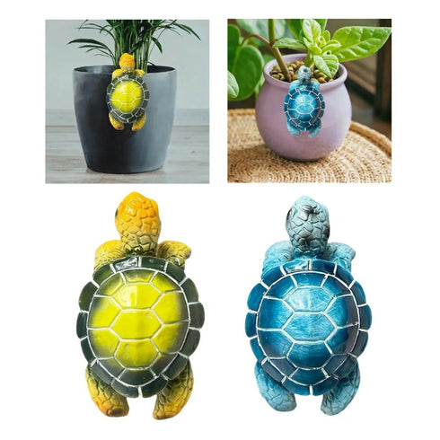 Hanging Planter with Sea Turtle Sculpture for Outdoor Planter Display -blue